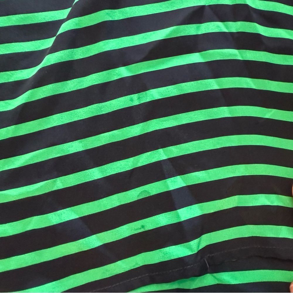 J. Crew Silk Polly Popover in Stripe Crepe de Chine Kelly Green & Blue Size 2 - Picture 9 of 10